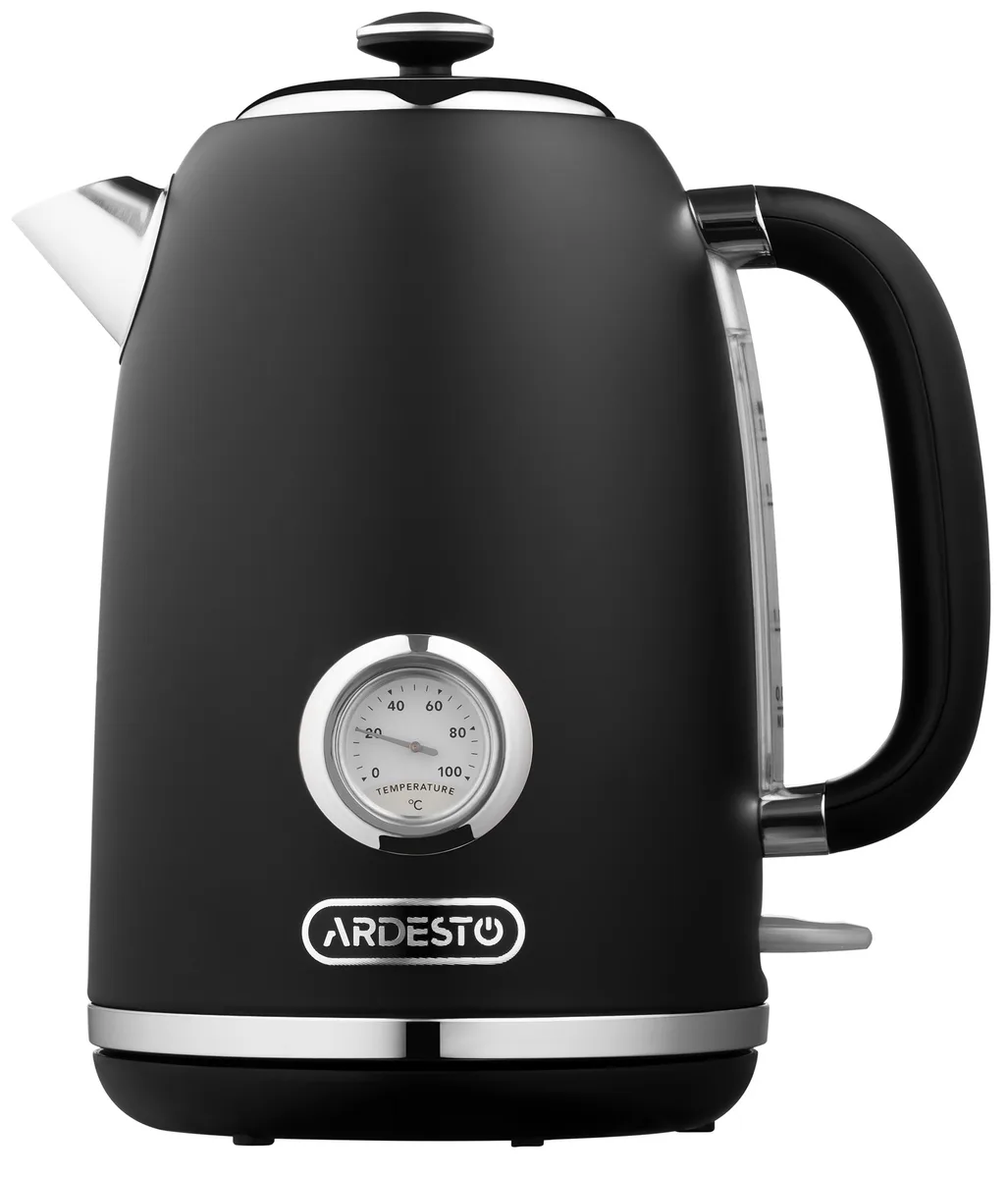 Электрочайник ARDESTO Retro Elegance 18л, Strix, металлический, матовый черный