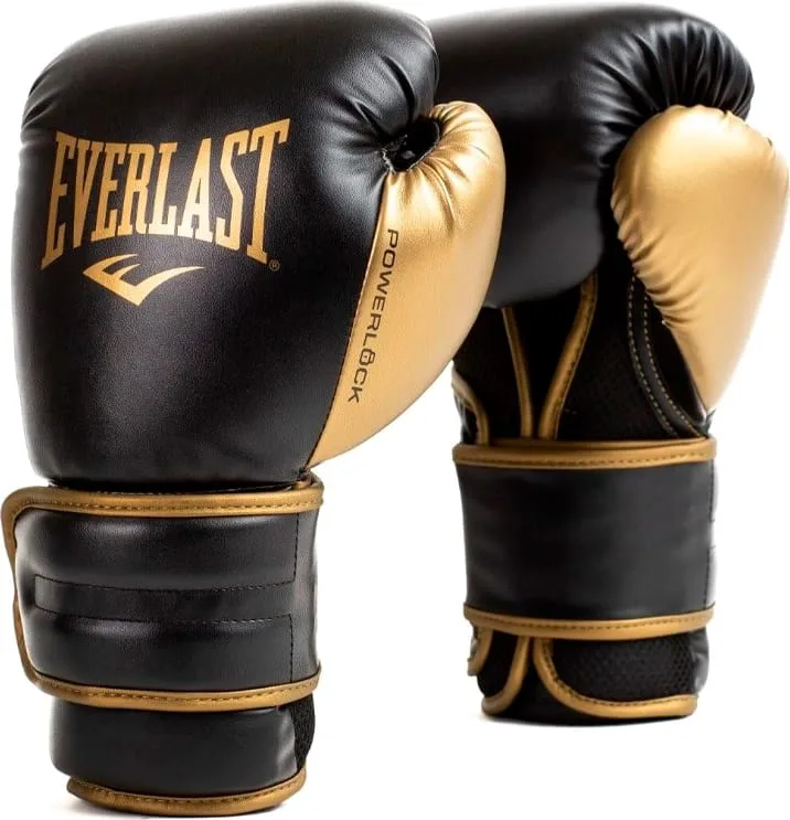 Боксерські рукавиці Everlast поліуретан 10 унцій чорний золотий