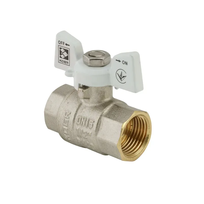 Кран шаровой 1/2" белый KR.217.W латунный для воды никелированный