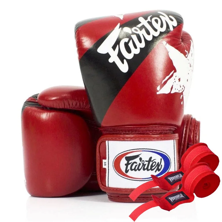 Боксерские перчатки Fairtex натуральная кожа 10 унций красные