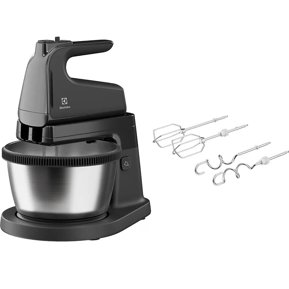 Стаціонарний міксер Electrolux 500Вт, 4 насадки, металева чаша 3.5л, темно-сірий.