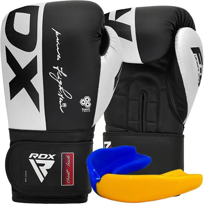 Боксерские перчатки RDX PU 10 oz Белый Черный капа в комплекте