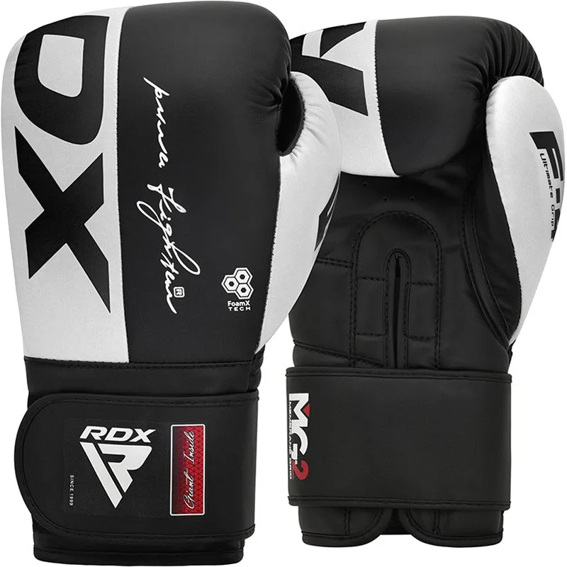 Боксерские перчатки RDX PU 10 oz Белый Черный капа в комплекте