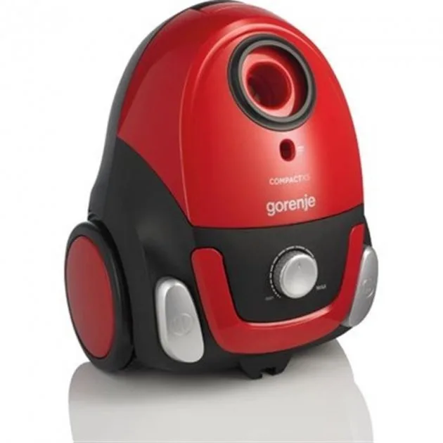 Пылесос Gorenje, мешковый, 800 Вт, объем 2 л, вес 2,5 кг, фильтр HEPA, индикатор наполнения, телескопическая труба, красного цвета