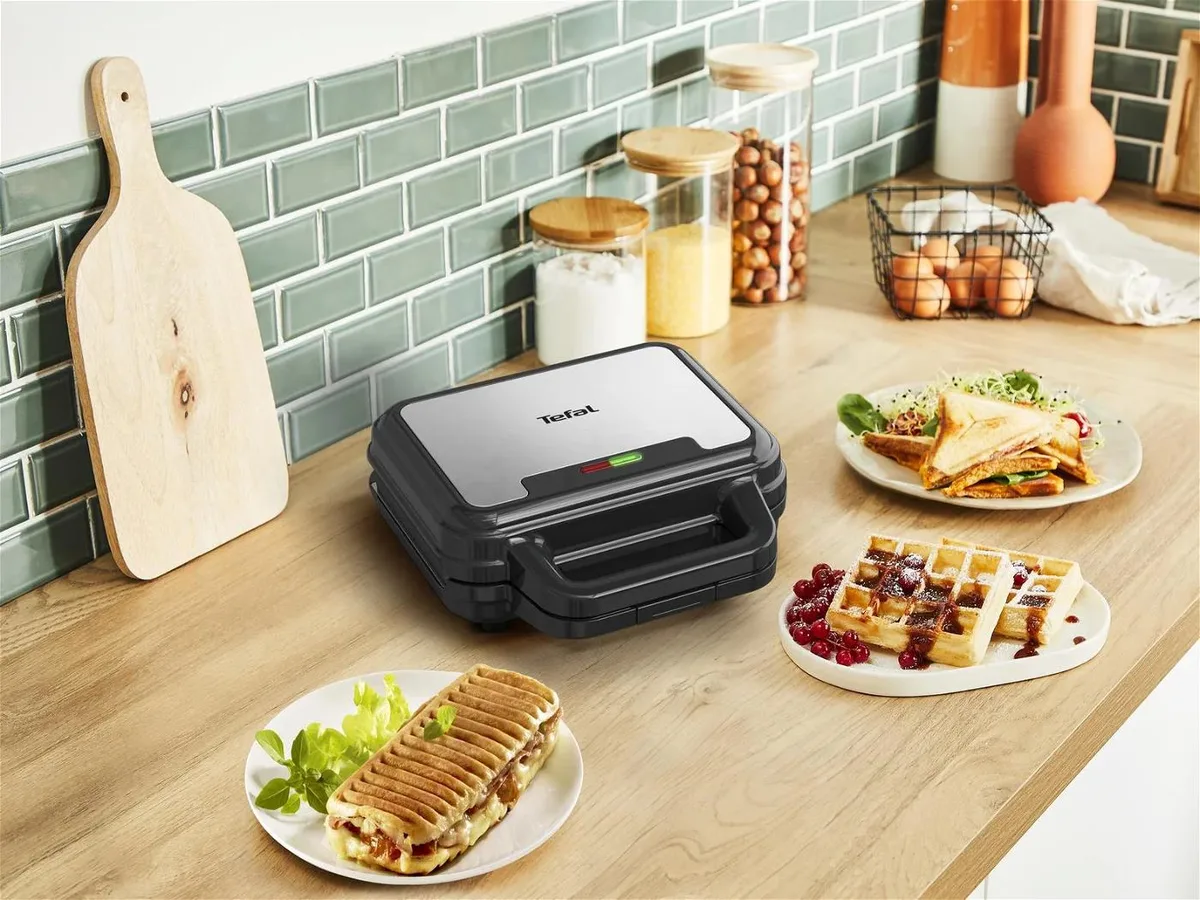 Мультимейкер Tefal метал 23х23х9 см чорно-сірий 700Вт з антипригарним покриттям