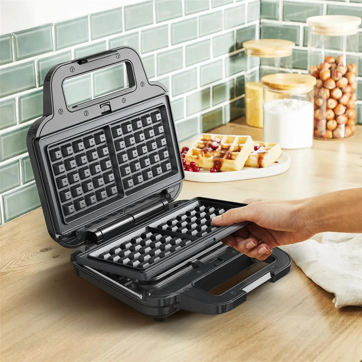 Мультимейкер Tefal метал 23х23х9 см чорно-сірий 700Вт з антипригарним покриттям