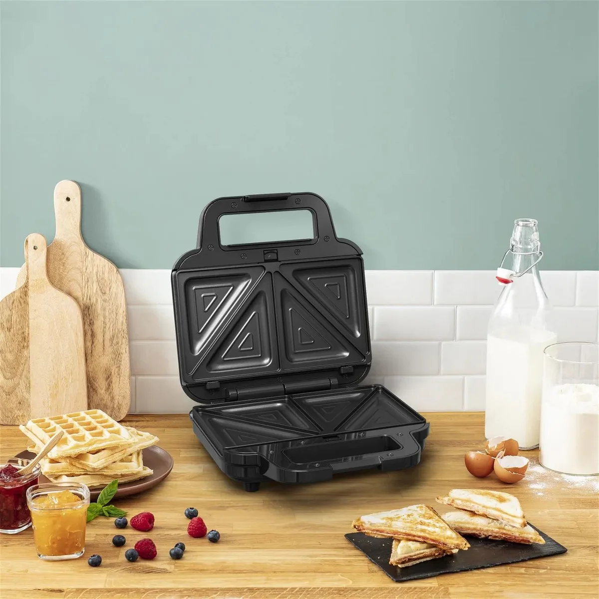 Мультимейкер Tefal метал 23х23х9 см чорно-сірий 700Вт з антипригарним покриттям