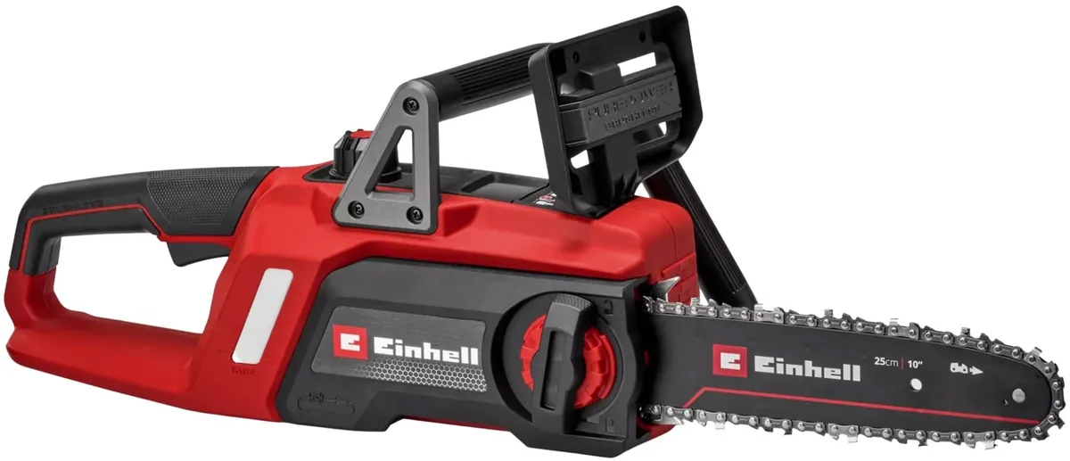 Акумуляторна ланцюгова пила Einhell GE-LC 18/25 Li-Solo 18В, швидкість 6.5 м/с, шина 25 см, вага 3.66 кг, без акумулятора та заряд