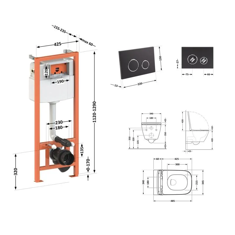 Унітаз підвісний Qtap Crow безобідковий 490x360x290 мм кераміка білий