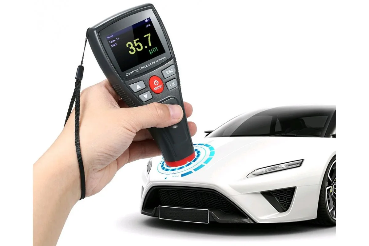 Товщиномір лакофарбових покриттів WINTACT WT2100 0-1800 мкм HD-дисплей металевий