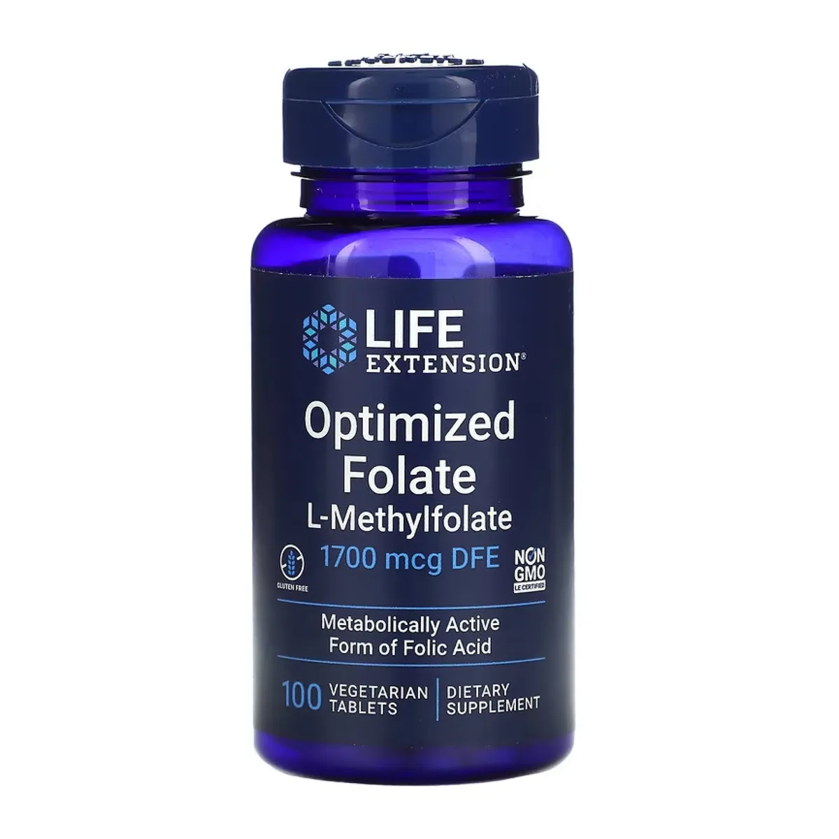 Фолат Life Extension 1700 мкг DFE без глютену 100 таблеток