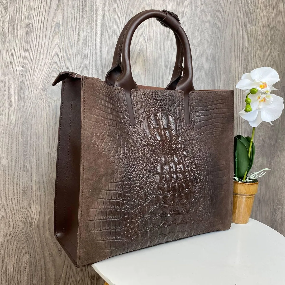 Женская сумка бордовая замшевая 32x12x28 см натуральная замша змеиный принт