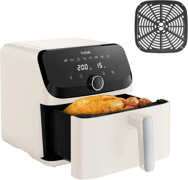 Мультифритюрниця Tefal Easy Fry Mega, 1700Вт, об'ємна чаша 7.5л, сенсорне управління, 8 програм приготування, пластик, бежевого ко