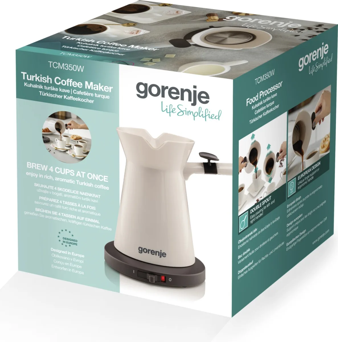 Электрическая кофеварка Gorenje, 035л, для приготовления молотого кофе на 2 чашки, бежевого цвета.