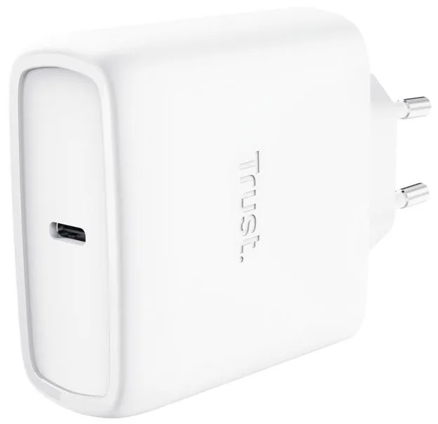 Зарядний пристрій мережевий Trust Maxo 65Вт, GaN, USB-C PD/PPS, білий
