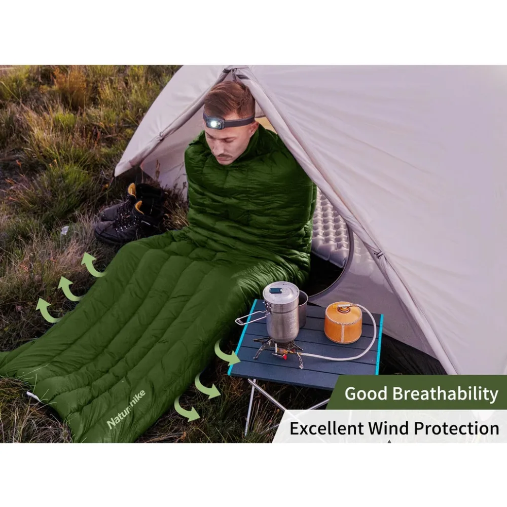 Спальний мішок Naturehike нейлон 190х72 см зелений