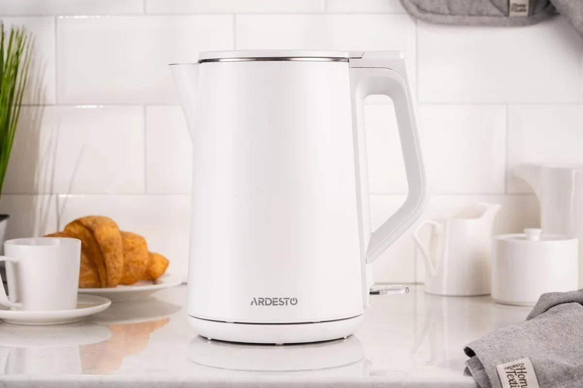 Электрочайник ARDESTO 15л, Strix, с двойными стенками, белый глянцевый