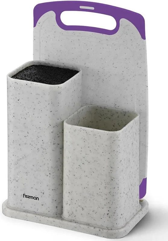 Підставка для ножів Fissman White Marble подвійна з розкладною дошкою 22 х 14 х 34.5 см