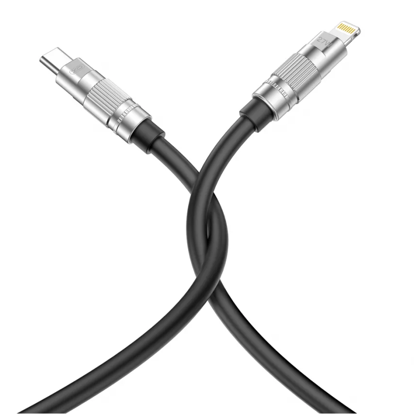 Кабель USB Type-C to Lightning 1,2 м черный силиконовый 27W