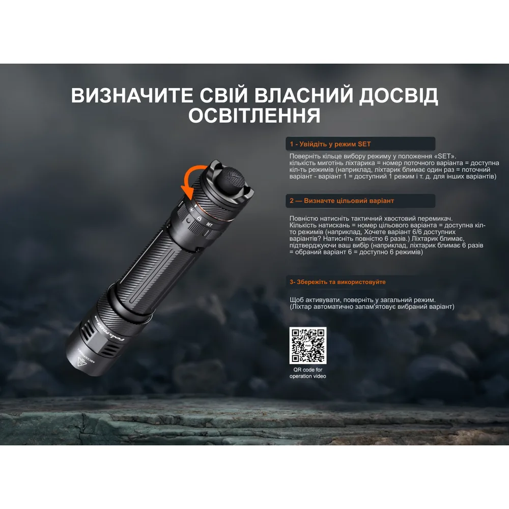 Ліхтар тактичний Fenix 200,5 г USB-C 157,7х30х25,9 мм Білий
