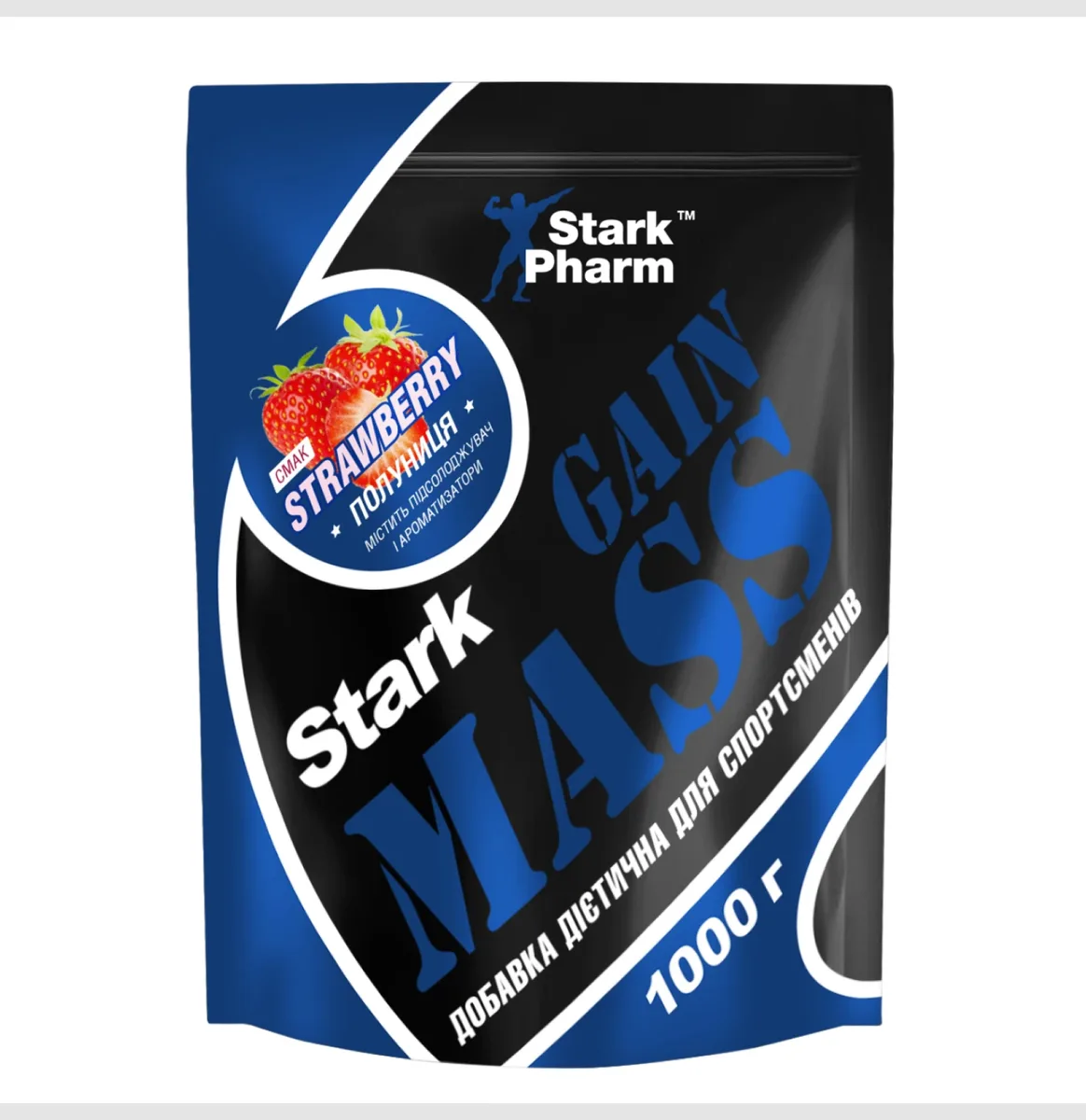 Stark Gain Mass Whey 1000 г Сироватковий білок Вуглеводи Полуниця