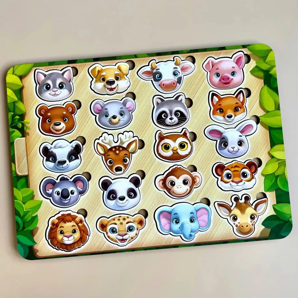 Деревянный пазл-сортер Ubumblebees 33х24 см для детей мордочки животных