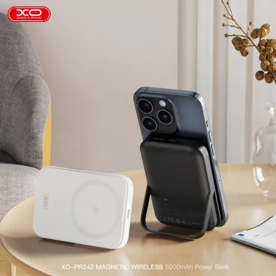 Внешній акумулятор XO PR242 5000 mAh вогнестійкий пластик чорний