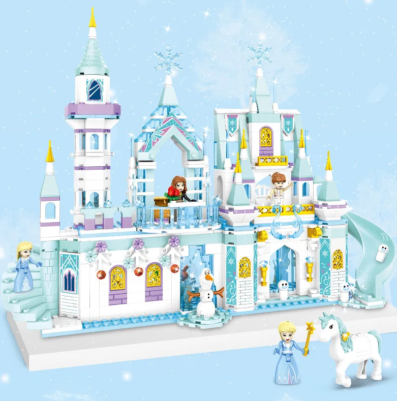Дитячий конструктор замок Принцеса Frozen 734 деталі пластик 53х35х7 см різні кольори