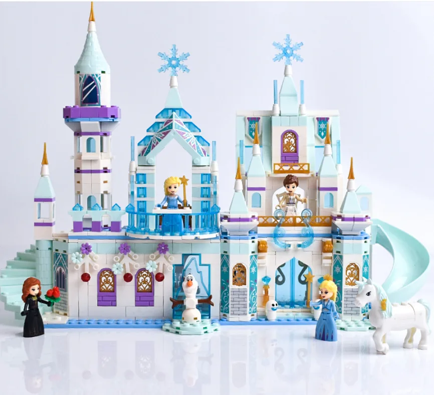 Дитячий конструктор замок Принцеса Frozen 734 деталі пластик 53х35х7 см різні кольори