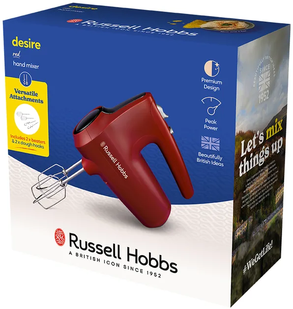 Ручний міксер Russell Hobbs 350 Вт 5 швидкостей Червоний