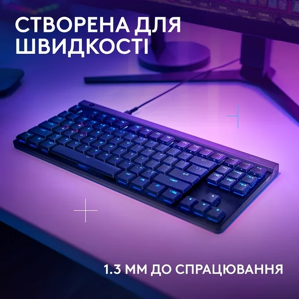 Геймерська механічна клавіатура Logitech PBT TKL чорна USB