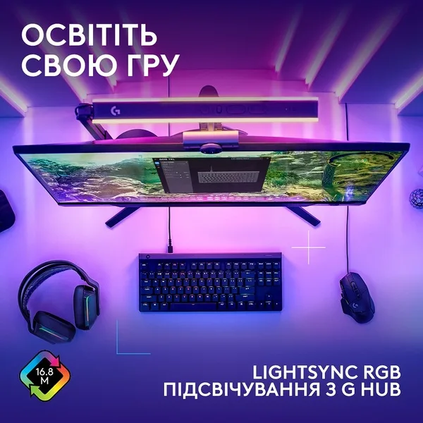 Геймерська механічна клавіатура Logitech PBT TKL чорна USB