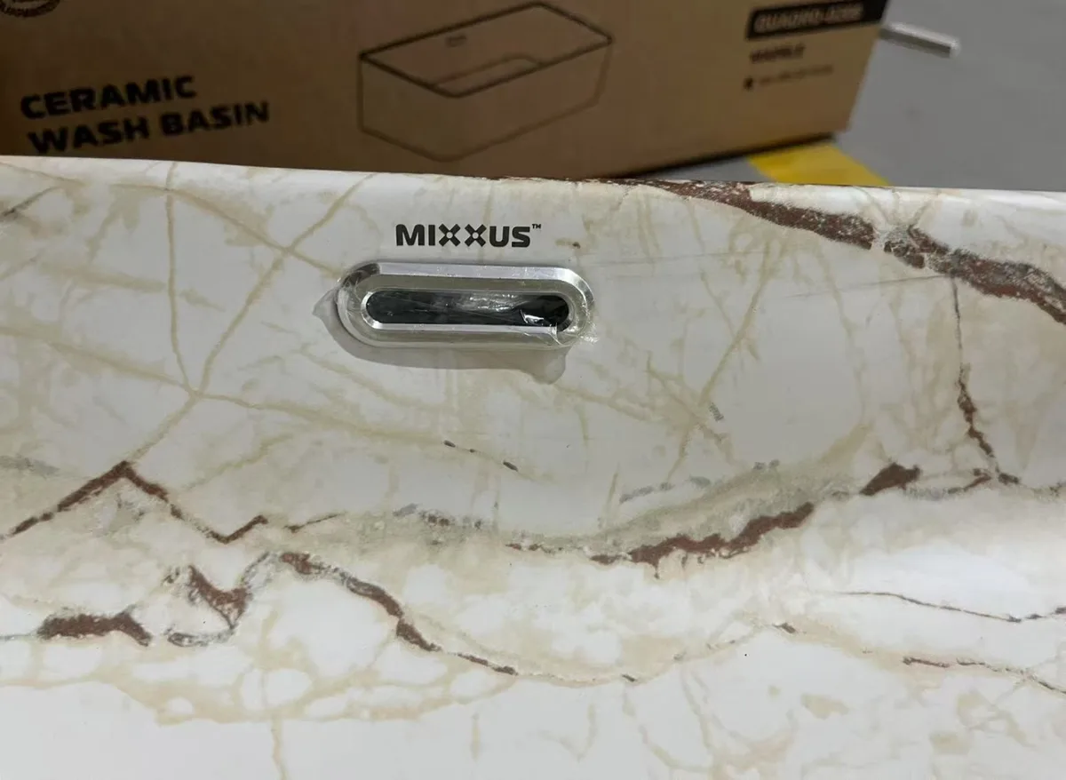 Раковина накладна MIXXUS PREMIUM санітарна порцеляна 480х315 мм мармурова