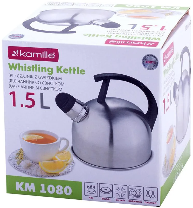 Чайник Kamille Whistling Kettle з нержавіючої сталі 1,5 л зі свистком