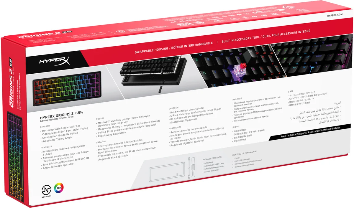 Клавіатура HyperX механічна дротова 65 клавіш чорна RGB Hot-Swap