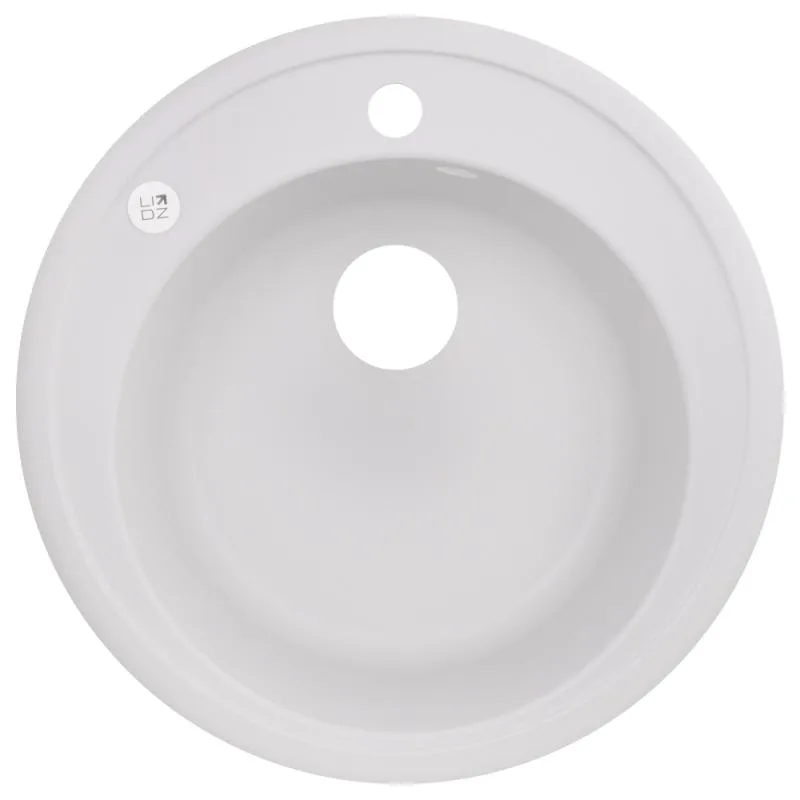 Кухонная мойка Lidz D510 круглая 520х520х220 мм искусственный камень белая