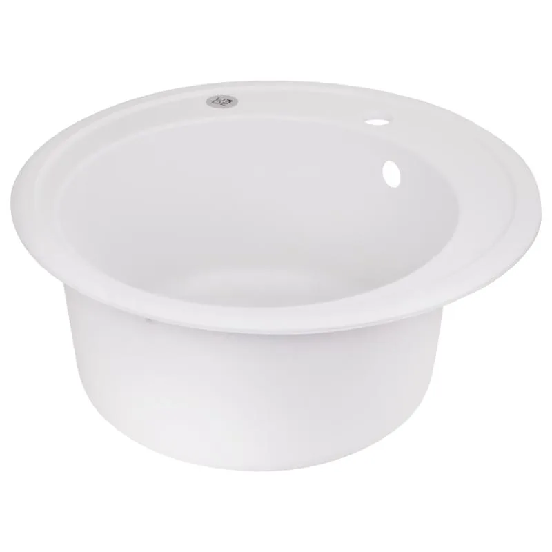 Кухонная мойка Lidz D510 круглая 520х520х220 мм искусственный камень белая