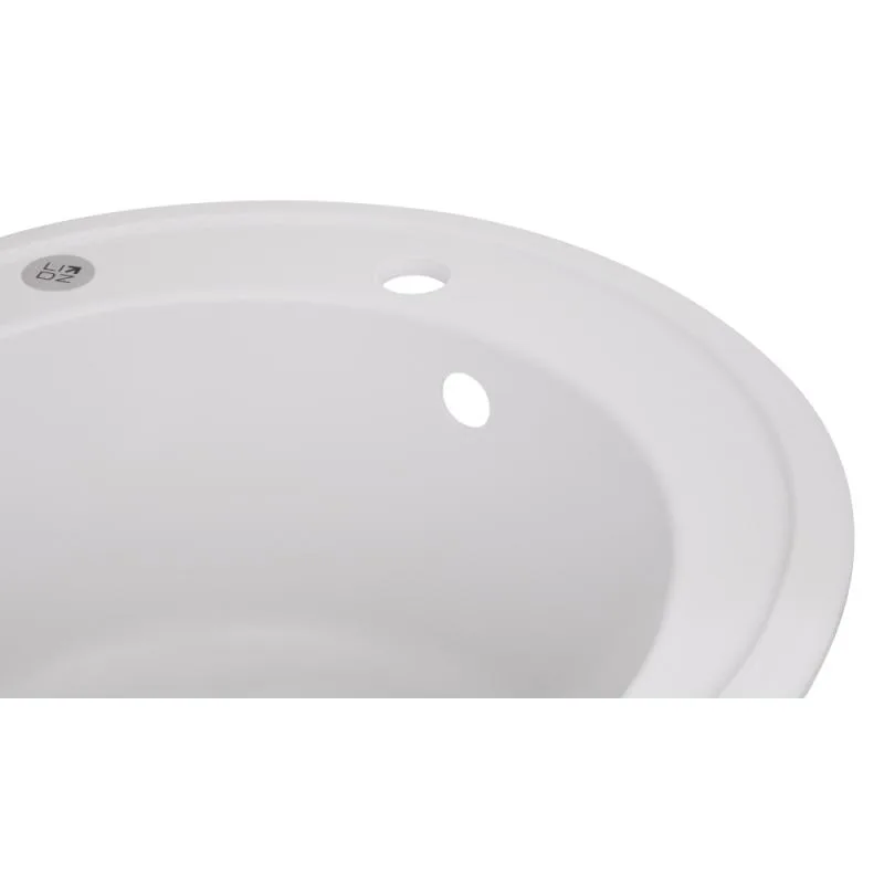 Кухонная мойка Lidz D510 круглая 520х520х220 мм искусственный камень белая