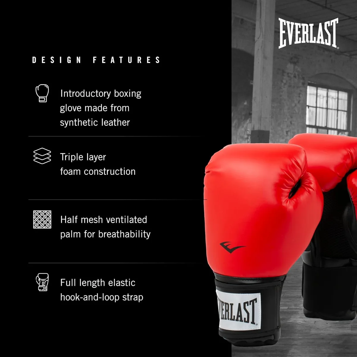 Боксерські рукавиці Everlast 100% поліуретан 16 унцій червоний
