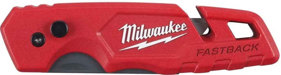 Складаний трапецевидний ніж Milwaukee Fastback з 18 мм лезом та комбінованим корпусом для зберігання лез.
