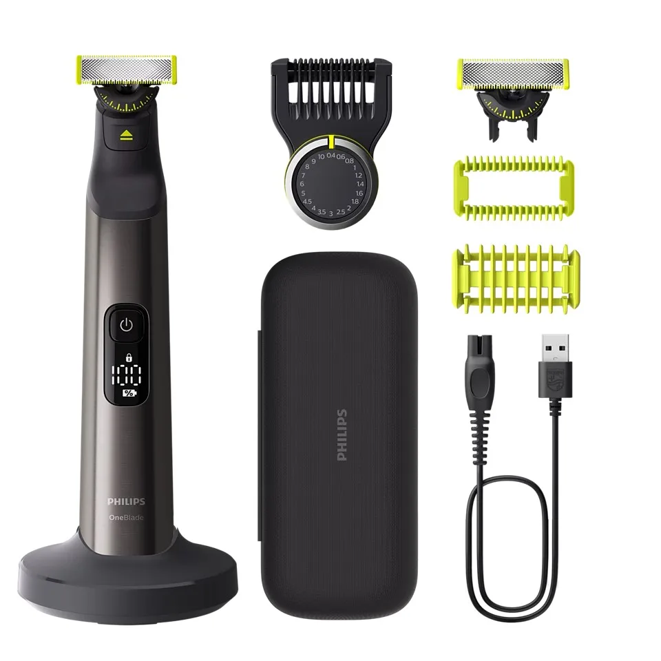 Електрична бритва Philips OneBlade Pro 360, Li-Ion, для сухого та вологого гоління, з індикатором заряду та жорстким чохлом, чорно