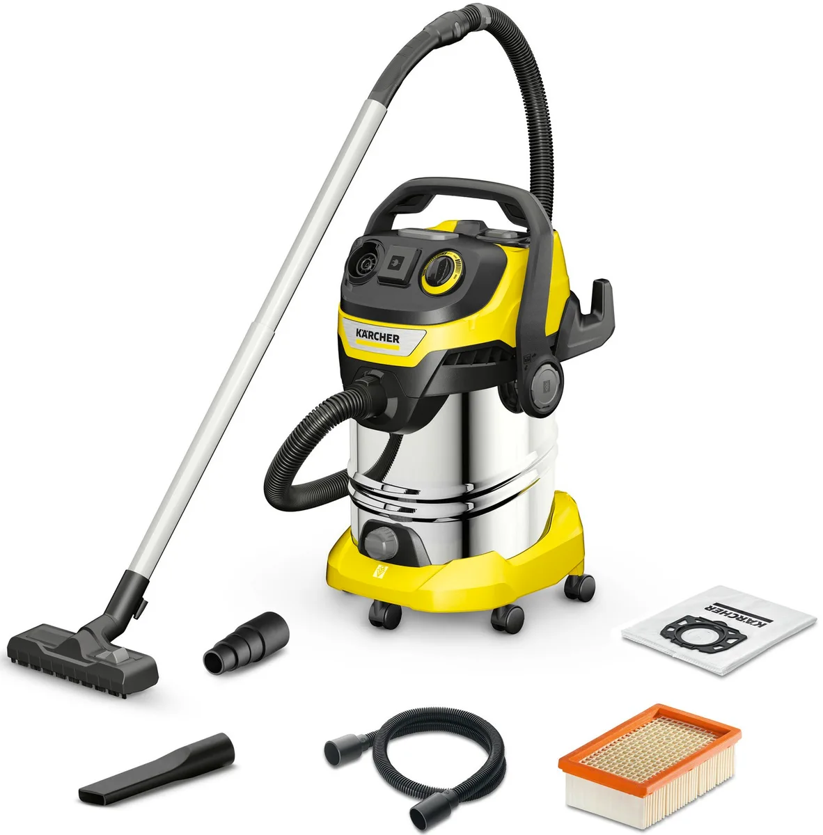 Професійний пилосос Karcher WD 6 P S V-30/6/22/T, потужність 1300 Вт, об'єм контейнера 30 л, вага 9.3 кг.