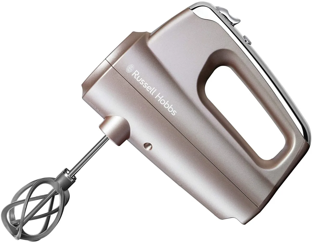 Ручний міксер Russell Hobbs Smoky Quartz, 350 Вт, 4 насадки, турборежим, сріблястий.