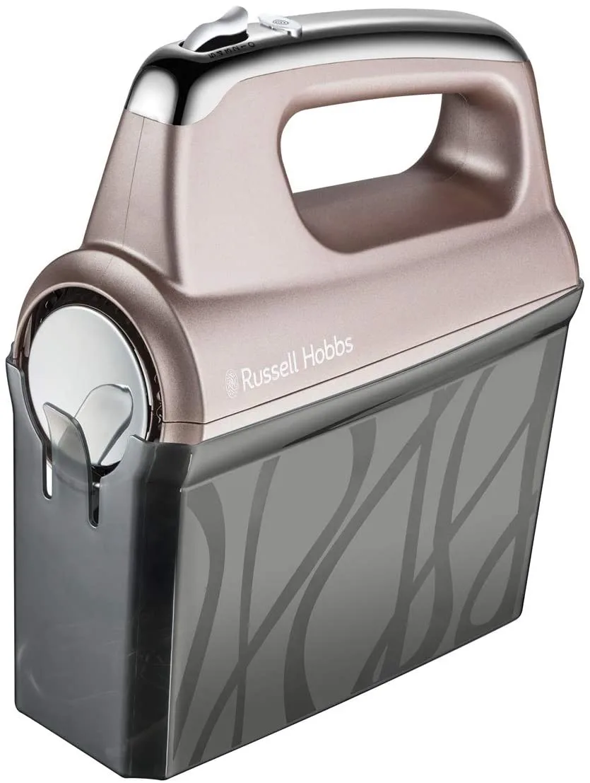 Ручний міксер Russell Hobbs Smoky Quartz, 350 Вт, 4 насадки, турборежим, сріблястий.