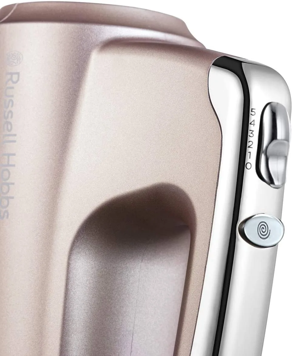 Ручний міксер Russell Hobbs Smoky Quartz, 350 Вт, 4 насадки, турборежим, сріблястий.