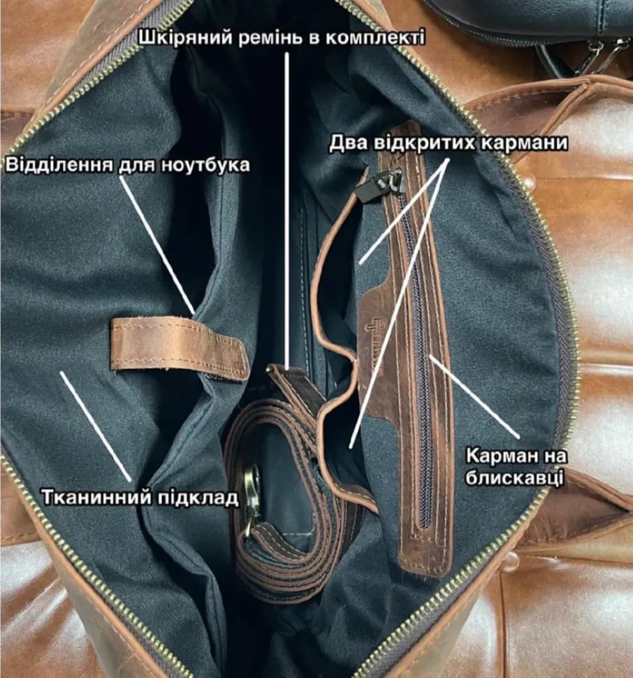 Вінтажна шкіряна чоловіча сумка TARWA коричнева для ноутбука та документів, ділова портфель для чоловіків.