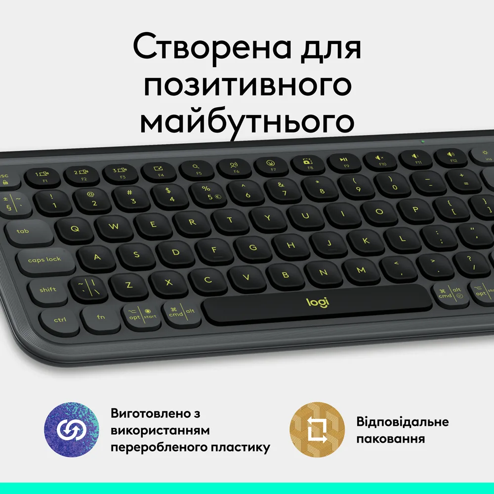 Клавіатура Logitech Мембранна Bluetooth 324,5х136,9 мм Сіра