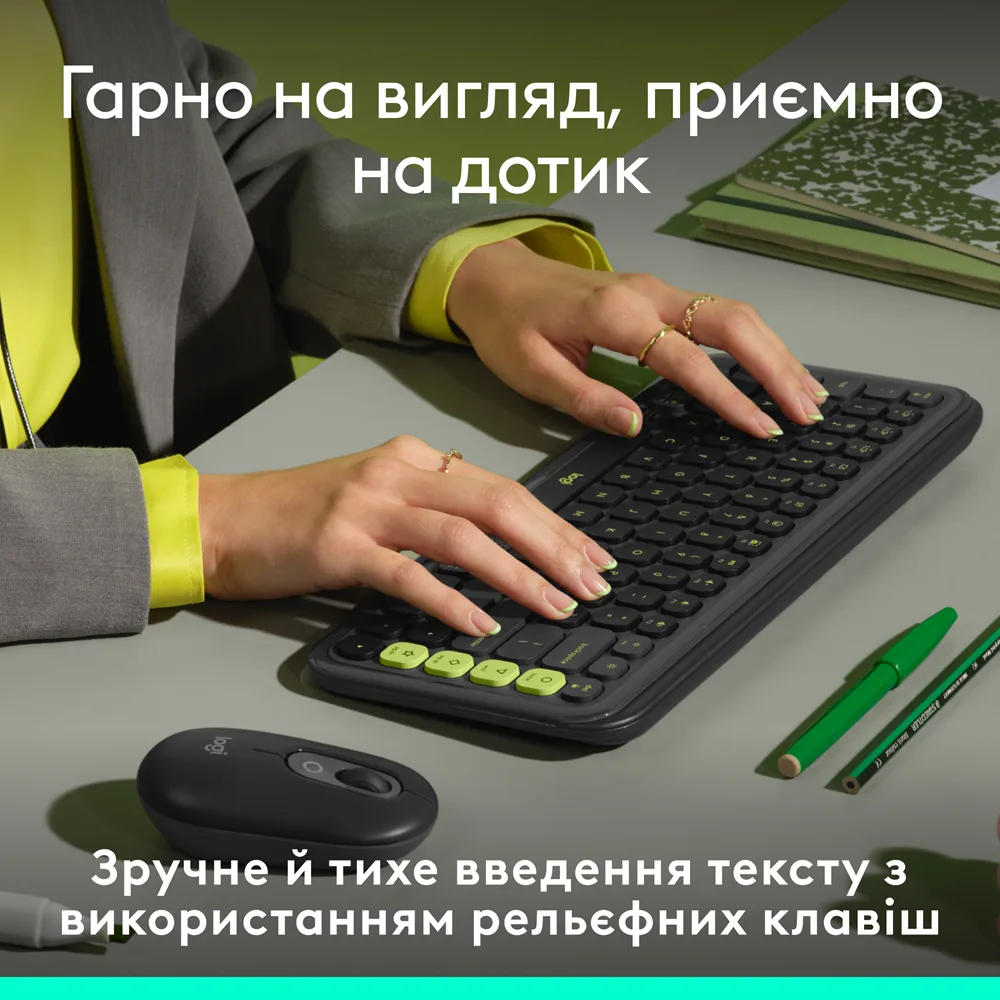 Клавіатура Logitech Мембранна Bluetooth 324,5х136,9 мм Сіра