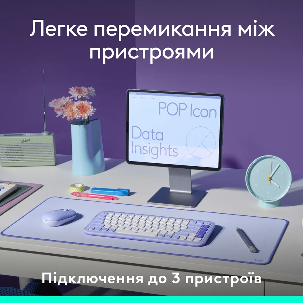 Клавіатура Logitech Мембранна Bluetooth 324,5х136,9 мм Сіра