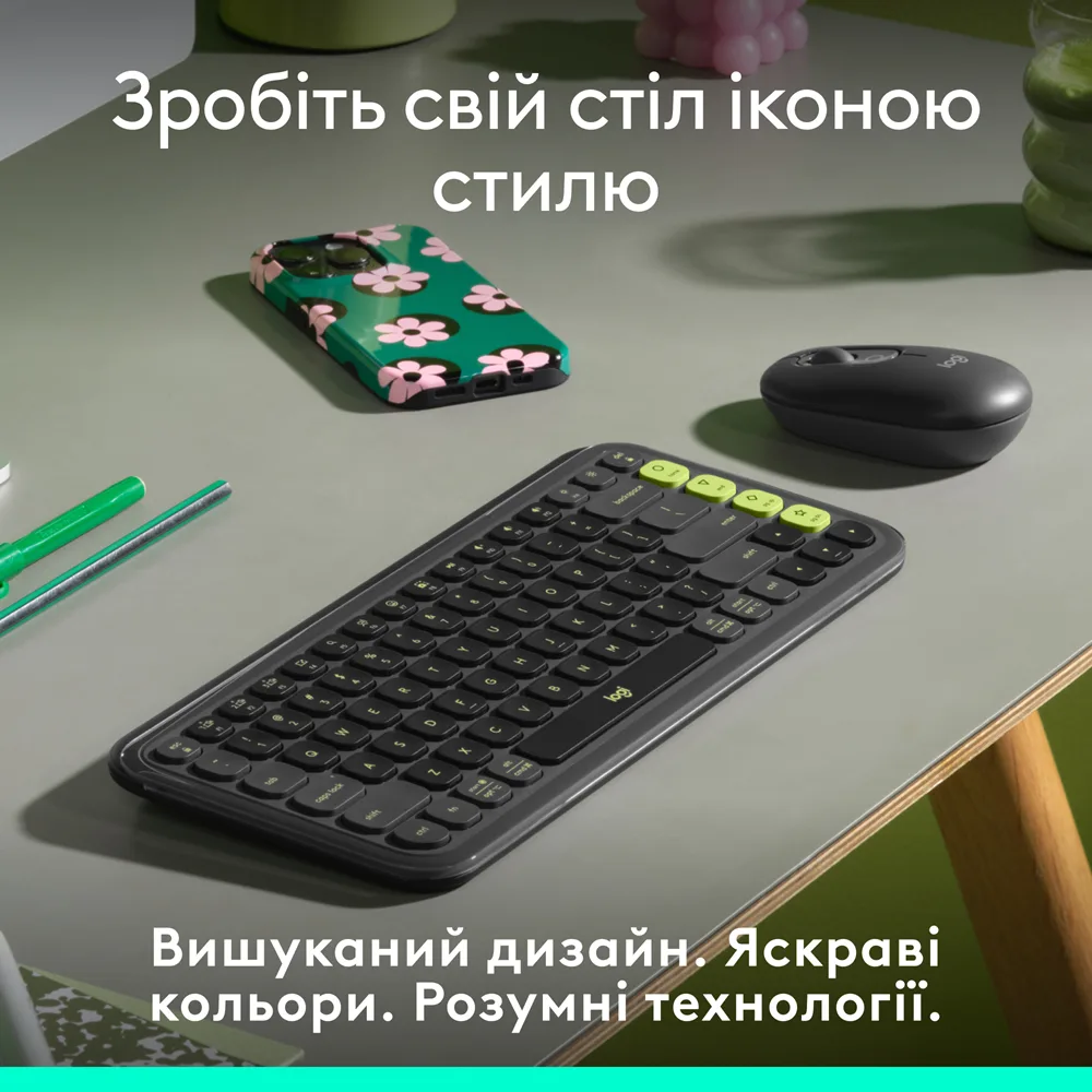 Клавіатура Logitech Мембранна Bluetooth 324,5х136,9 мм Сіра